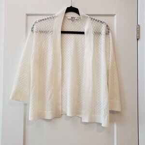 TanJay Petite White Size Small Cardigan with 3/4 Sleeve